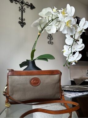 Dooney & Bourke Beige and Tan Pebbled Leather Crossbody